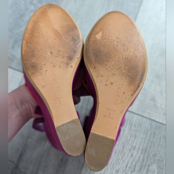 H by Halston GiGi Hot Pink Suede Platform Sandals Fuchsia Magenta Sz 7 - Picture 7 of 12